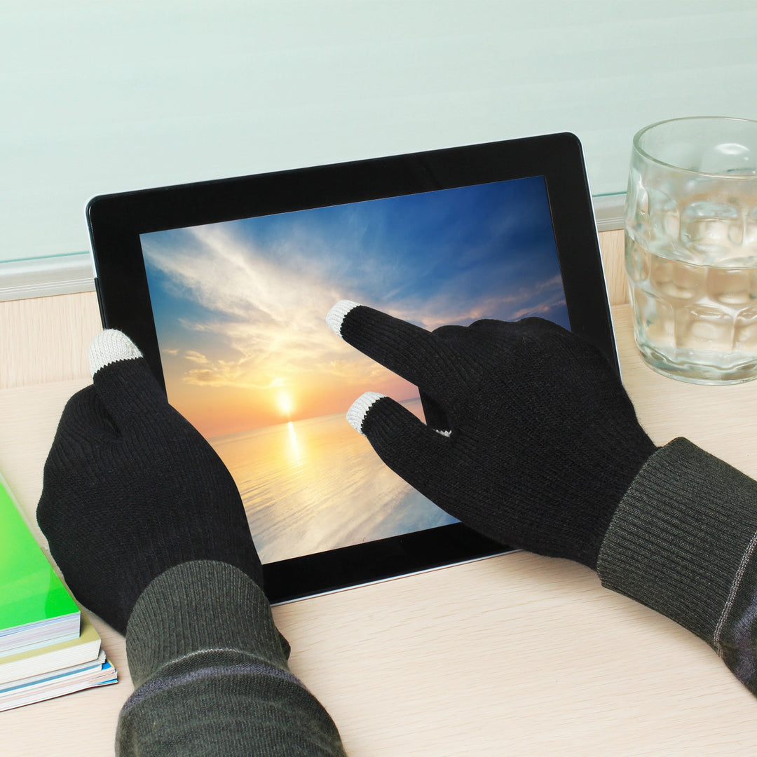 Gestrickte Touchscreen-Handschuhe in Schwarz, eine Grösse