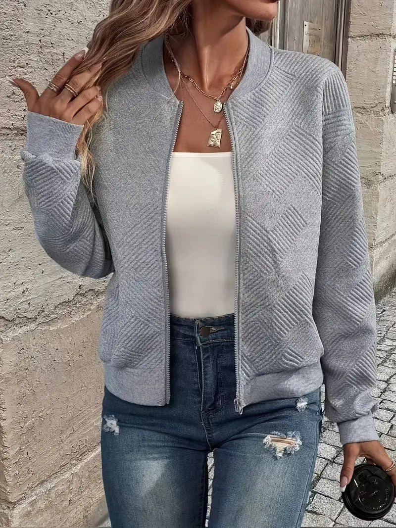 Jessica | Damen Strickjacke mit Reißverschluss und Struktur