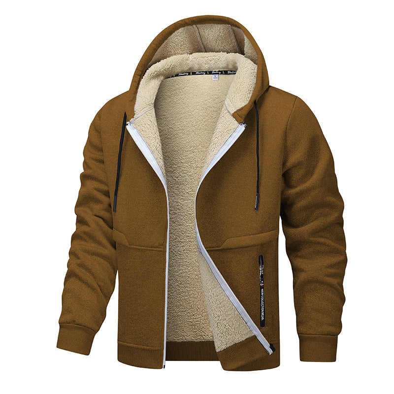Herren Kapuzenjacke mit Sherpa-Futter in Schwarz