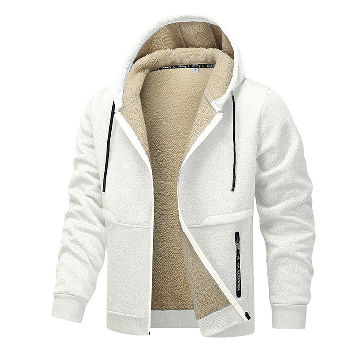 Herren Kapuzenjacke mit Sherpa-Futter in Schwarz
