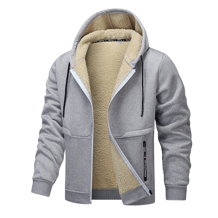 Herren Kapuzenjacke mit Sherpa-Futter in Schwarz