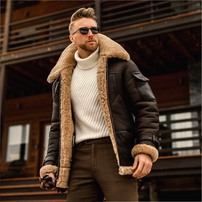Herren Winterjacke mit grossem Fellkragen
