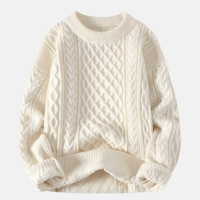 Herren Strickpullover Zopfmuster Rundhals für Herbst Winter