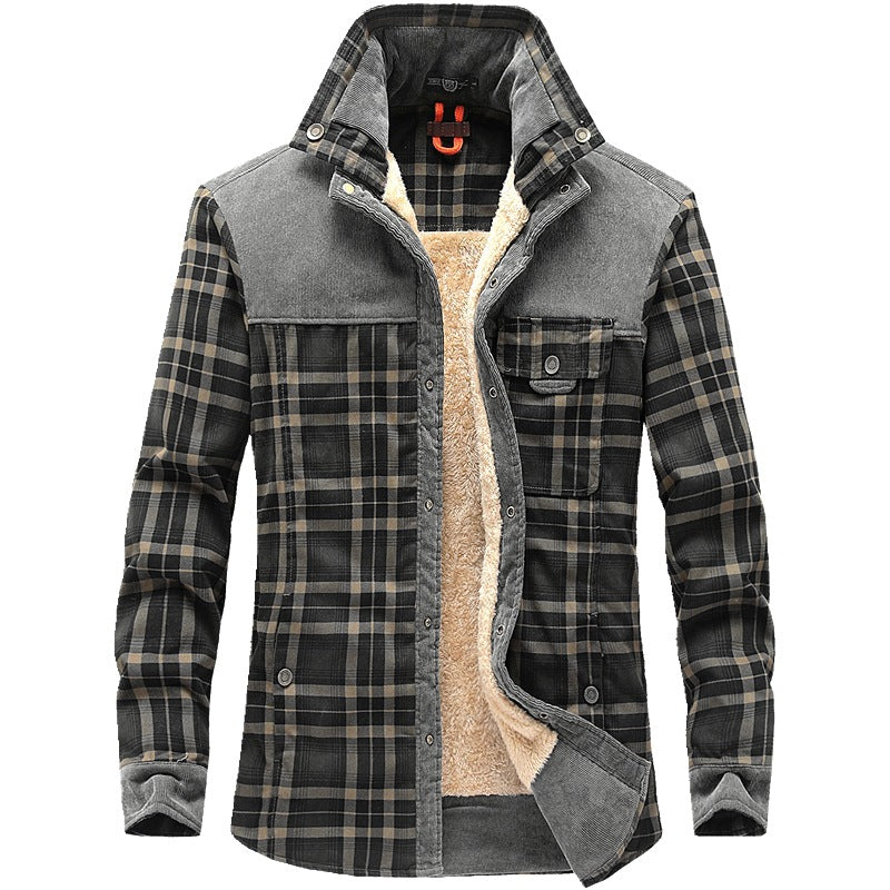 Karierte Herren Hemdjacke mit Fleecefutter