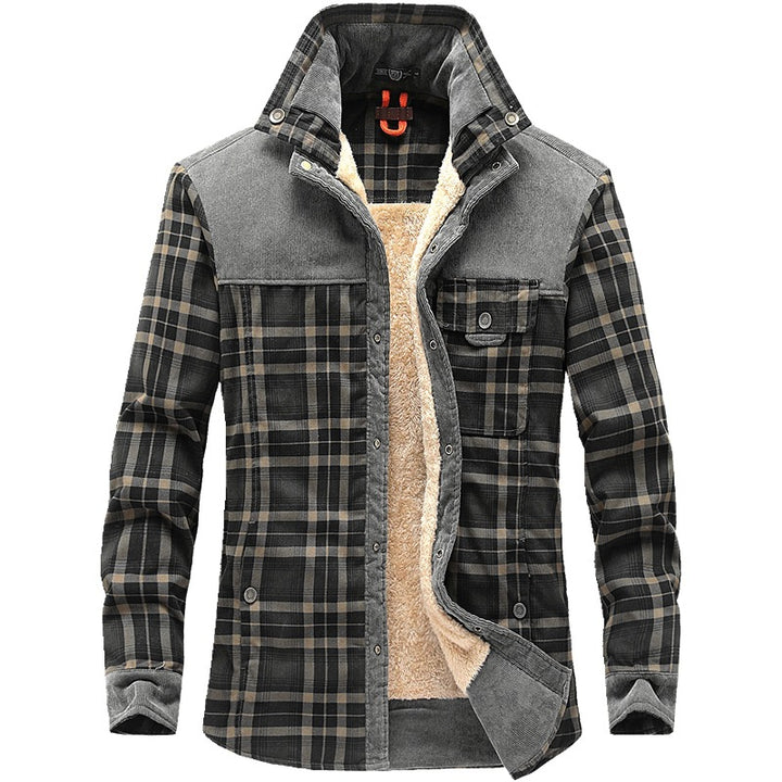 Karierte Herren Hemdjacke mit Fleecefutter