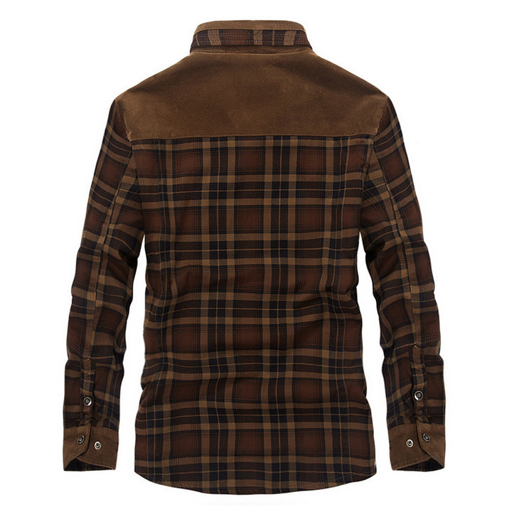 Karierte Herren Hemdjacke mit Fleecefutter