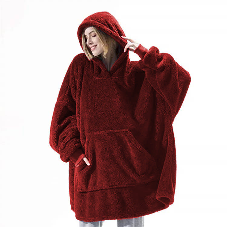 Übergrosser Plüsch-Hoodie mit grosser Bauchtasche
