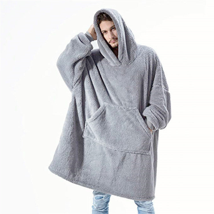 Übergrosser Plüsch-Hoodie mit grosser Bauchtasche