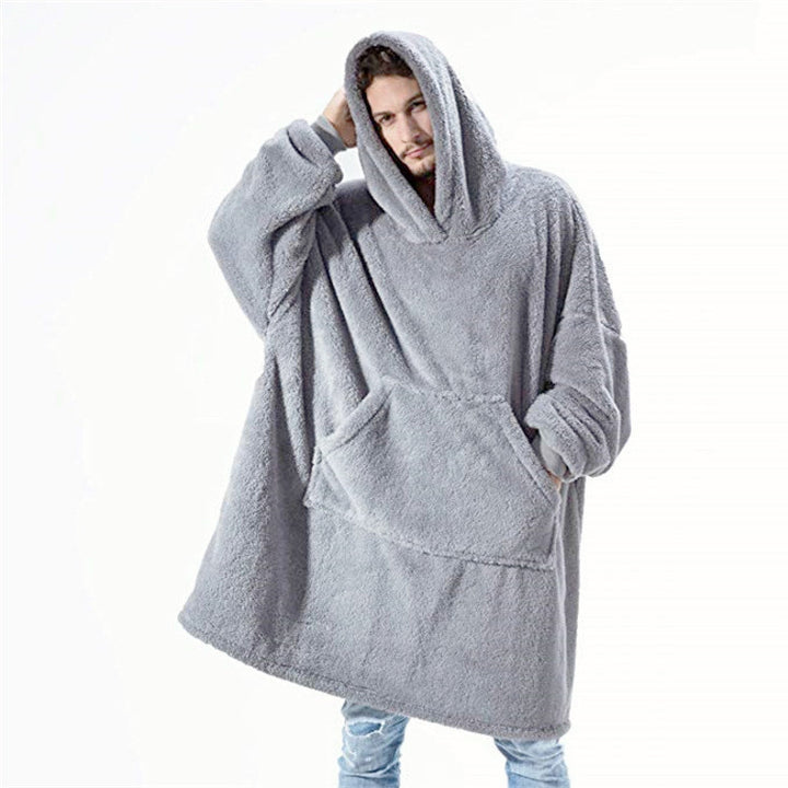 Übergrosser Plüsch-Hoodie mit grosser Bauchtasche