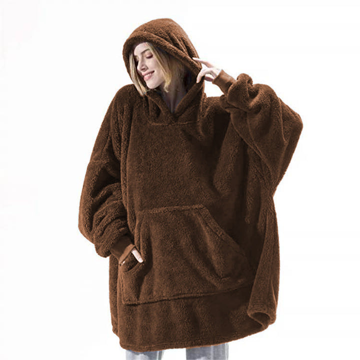 Übergrosser Plüsch-Hoodie mit grosser Bauchtasche