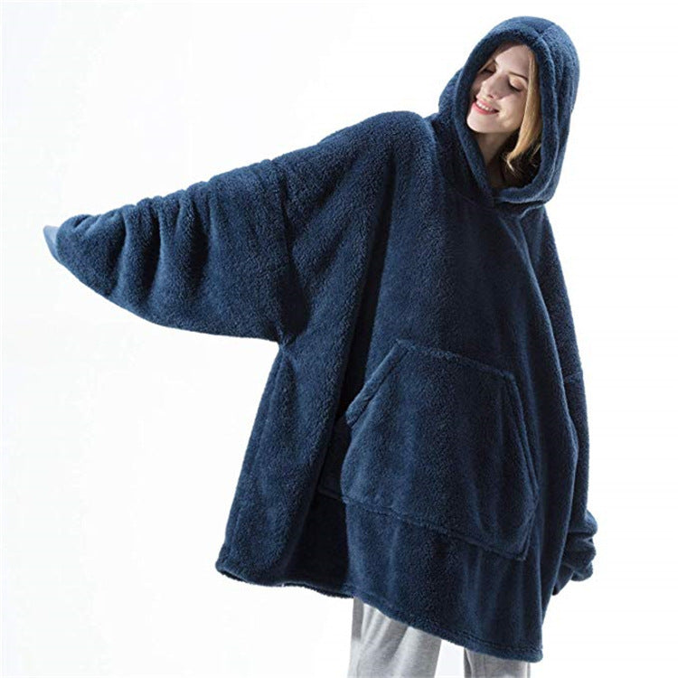 Übergrosser Plüsch-Hoodie mit grosser Bauchtasche