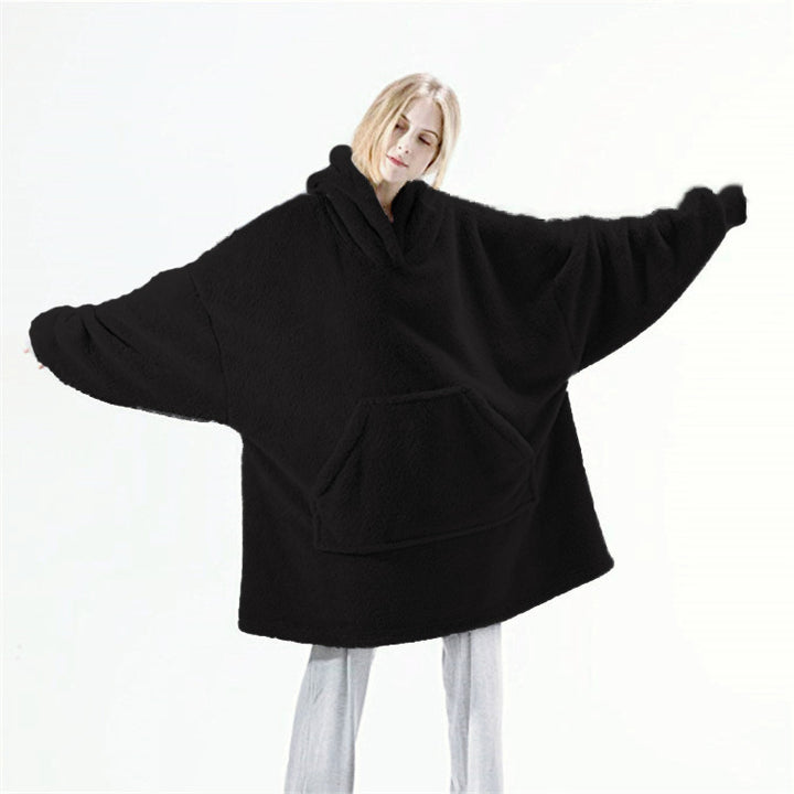Übergrosser Plüsch-Hoodie mit grosser Bauchtasche