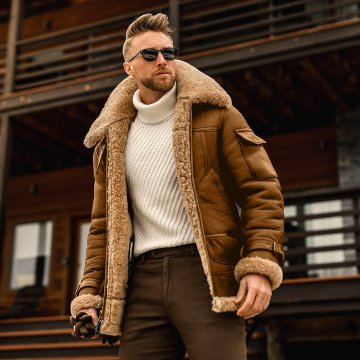 Herren Winterjacke mit grossem Fellkragen