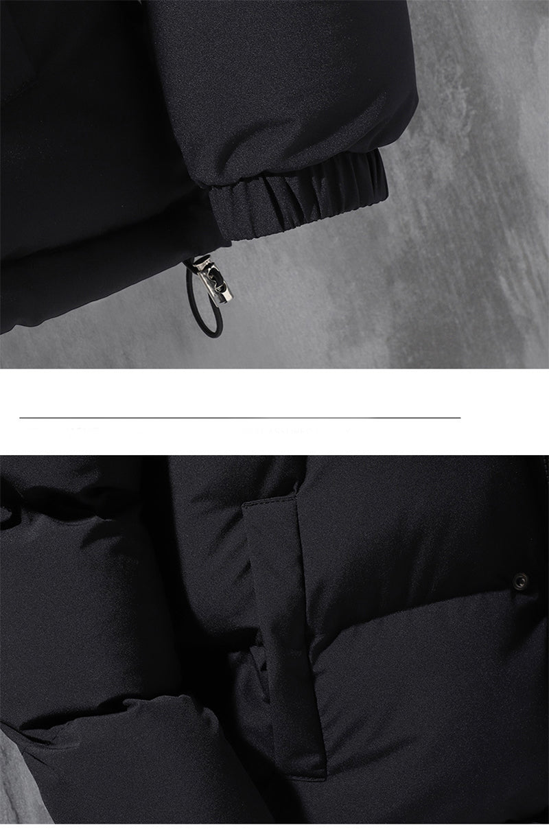 Herren Steppjacke mit Jersey-Kapuze in Schwarz