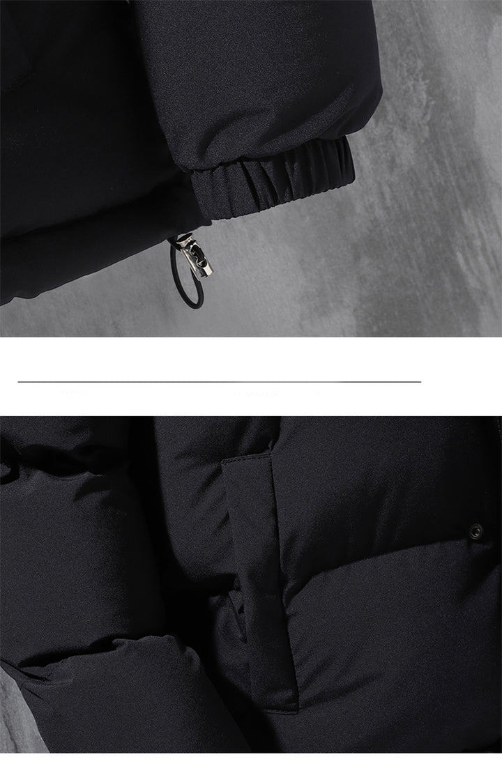 Herren Steppjacke mit Jersey-Kapuze in Schwarz
