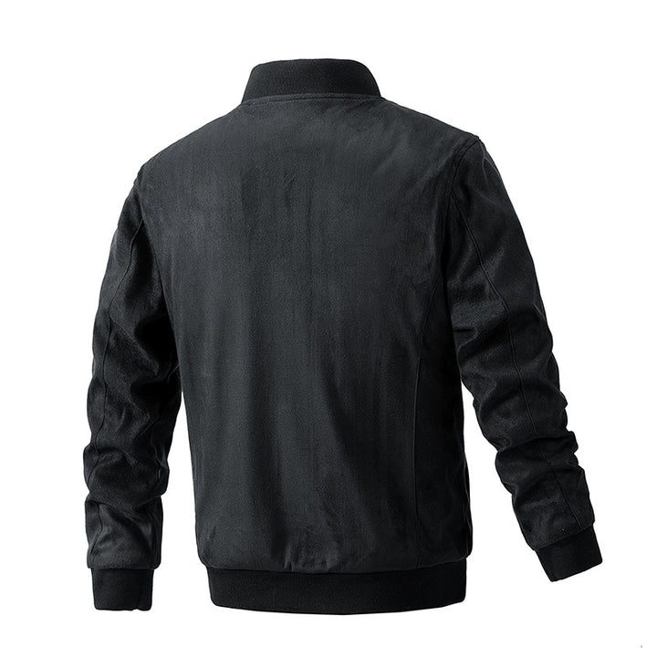 Herren Wildlederjacke mit Stehkragen in Khaki
