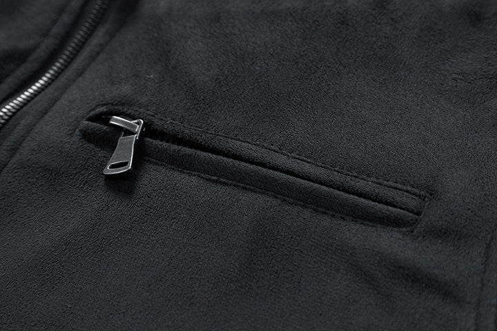 Herren Wildlederjacke mit Stehkragen in Khaki