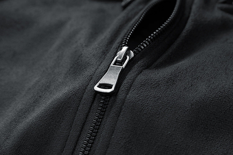 Herren Wildlederjacke mit Stehkragen in Khaki