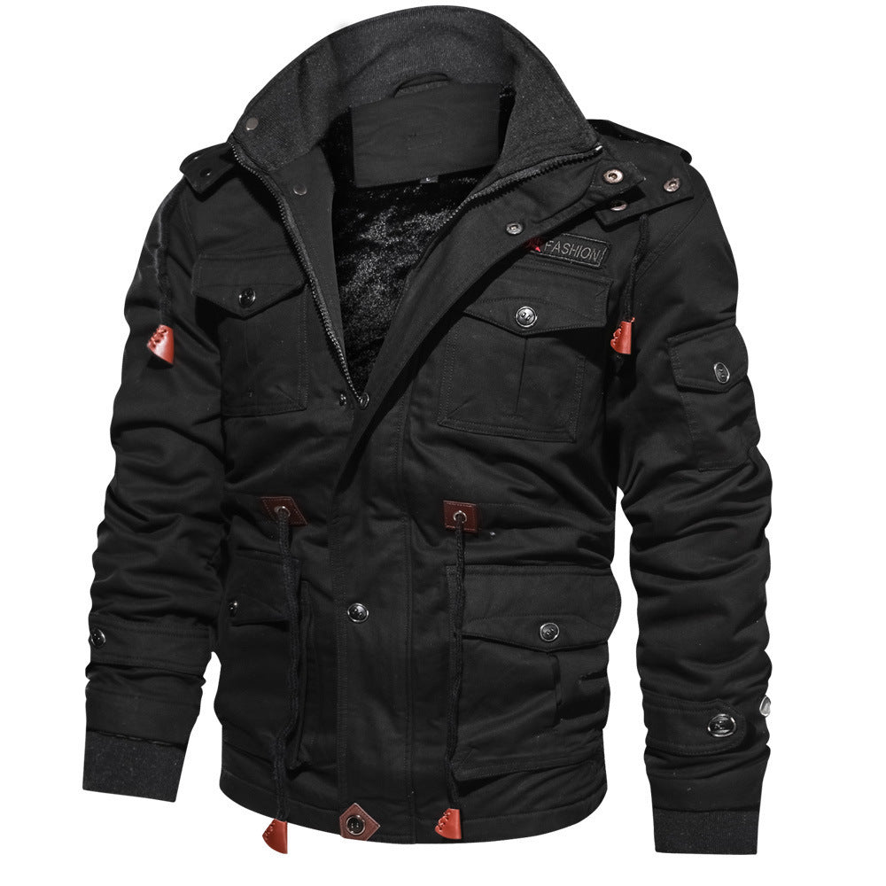 Herren Military-Winterjacke mit Kapuze in Khaki