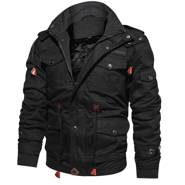 Herren Military-Winterjacke mit Kapuze in Khaki