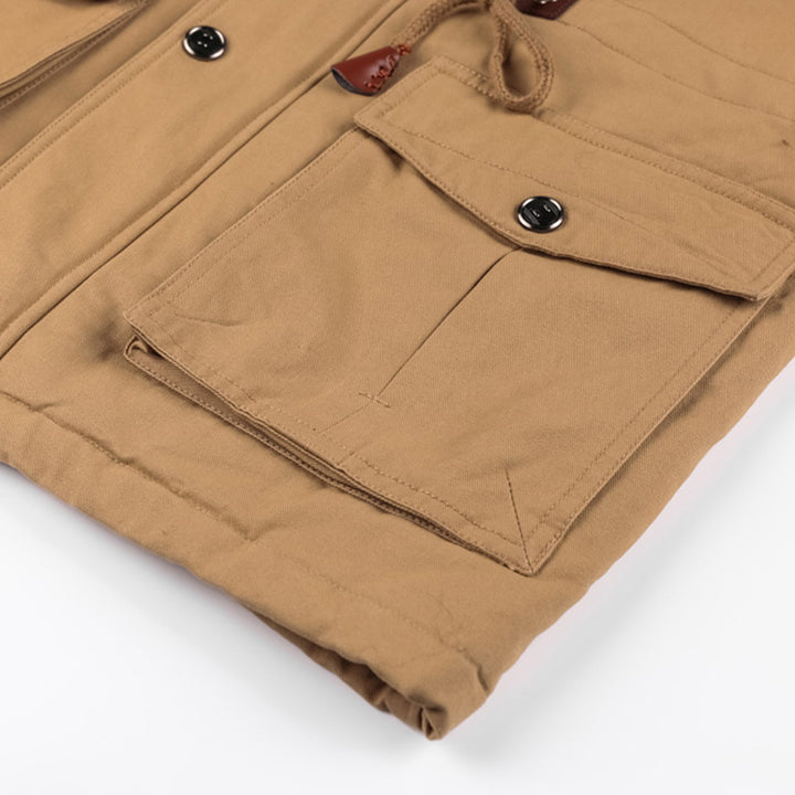 Herren Military-Winterjacke mit Kapuze in Khaki