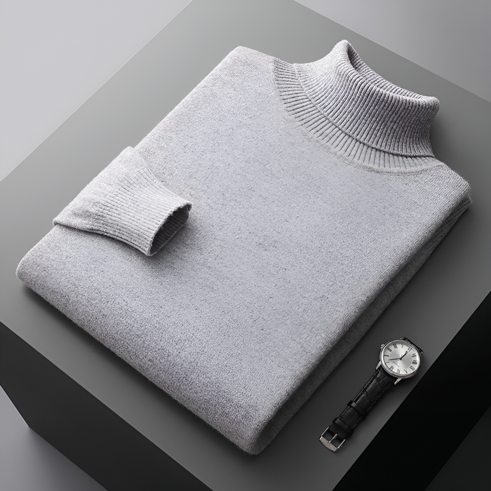 Herren Rollkragenpullover mit geripptem Bund und Ärmeln