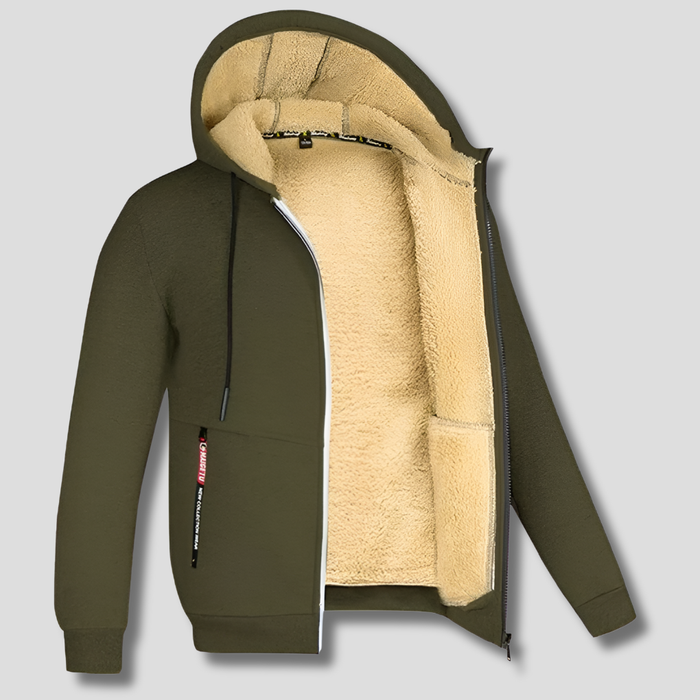 Herren Fleece-Hoodie mit durchgehendem Reißverschluss