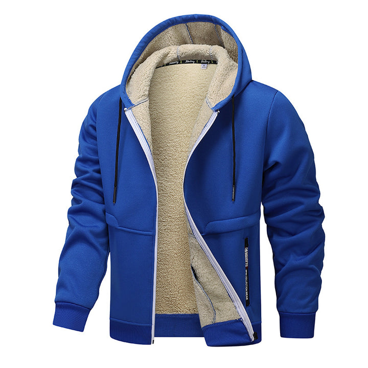 Herren Kapuzenjacke mit Sherpa-Futter in Schwarz