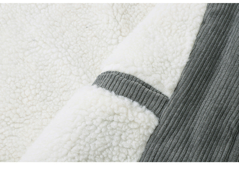 Herren Cordjacke mit Sherpa-Kragen in Grau