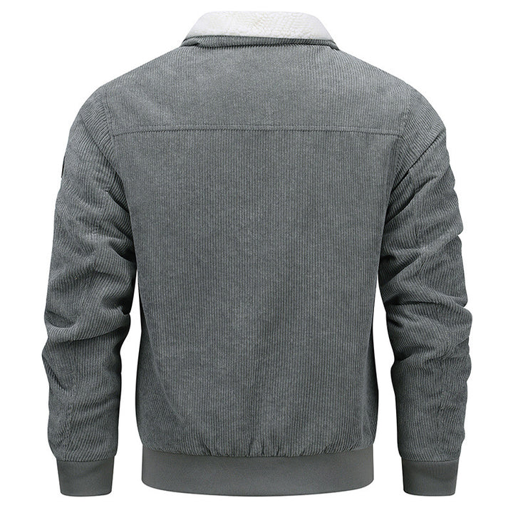 Herren Cordjacke mit Sherpa-Kragen in Grau