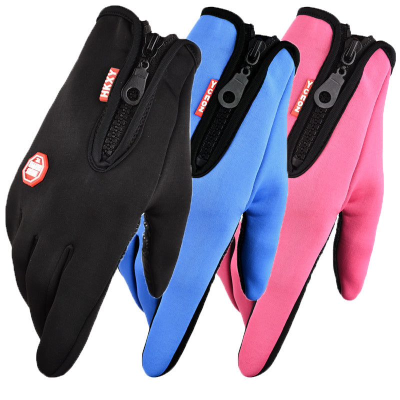 Schwarze Touchscreen-Handschuhe mit Reissverschluss am Bündchen