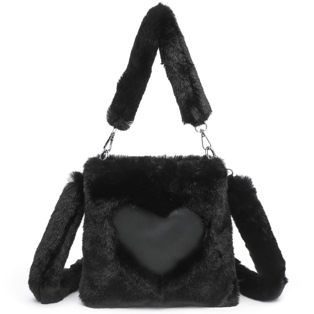 Flauschige Herztasche mit Hasenohren