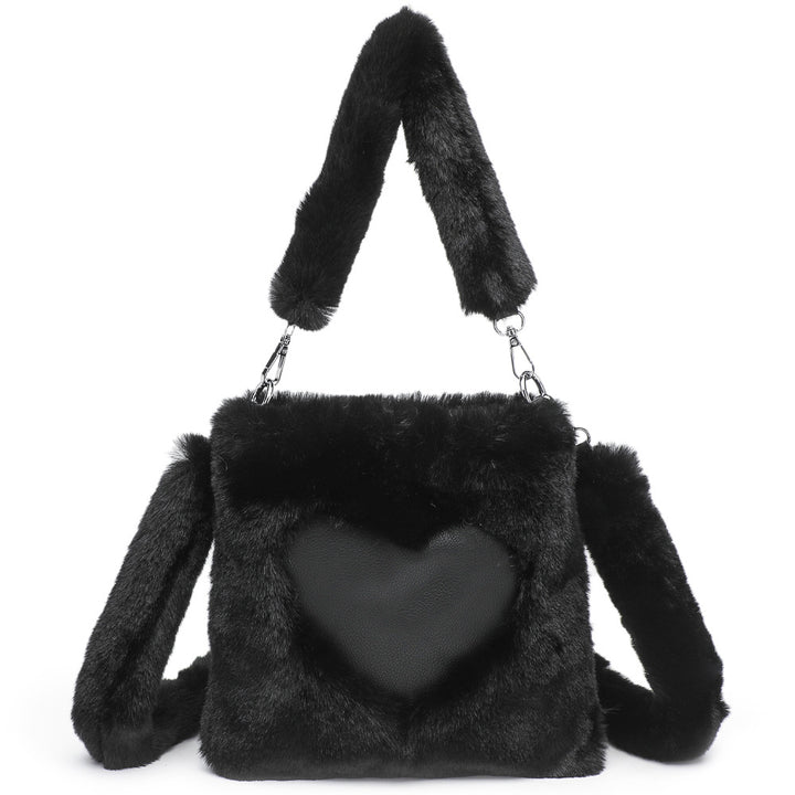 Flauschige Herztasche mit Hasenohren