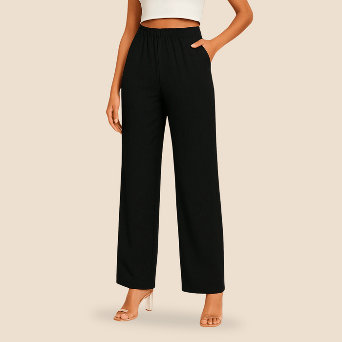 Damen Straight-Leg Hose mit Elastikbund und Taschen