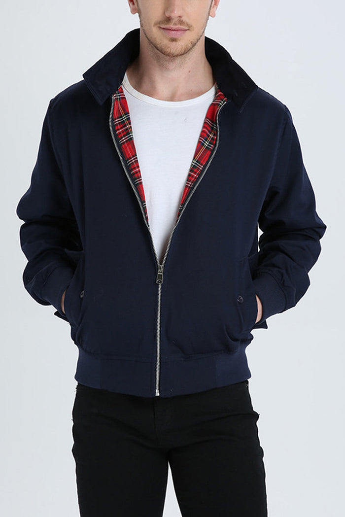 Herren Harrington-Jacke mit Reverskragen und Reißverschluss