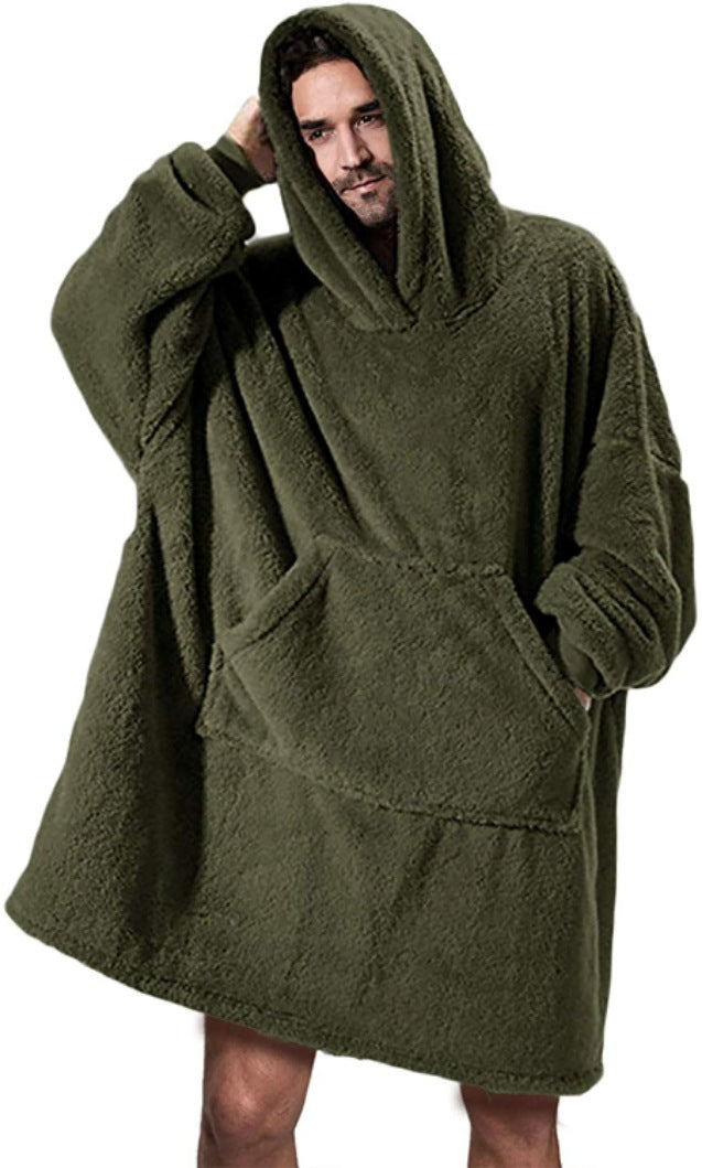 Übergrosser Plüsch-Hoodie mit grosser Bauchtasche