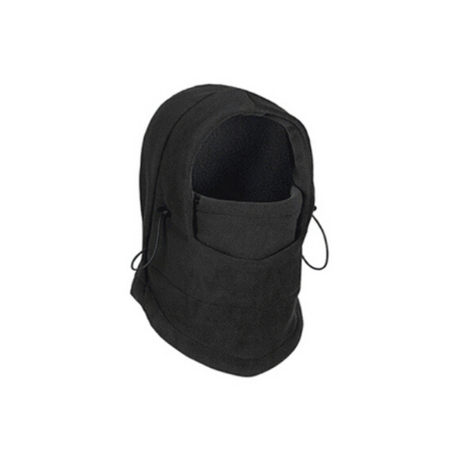 Fleece-Sturmhaube mit Kordelzug in Schwarz
