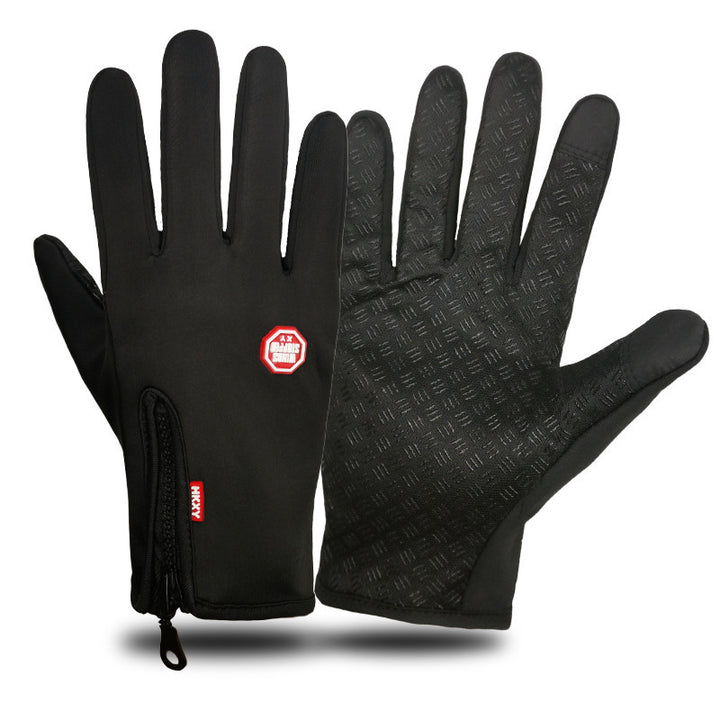 Schwarze Touchscreen-Handschuhe mit Reissverschluss am Bündchen