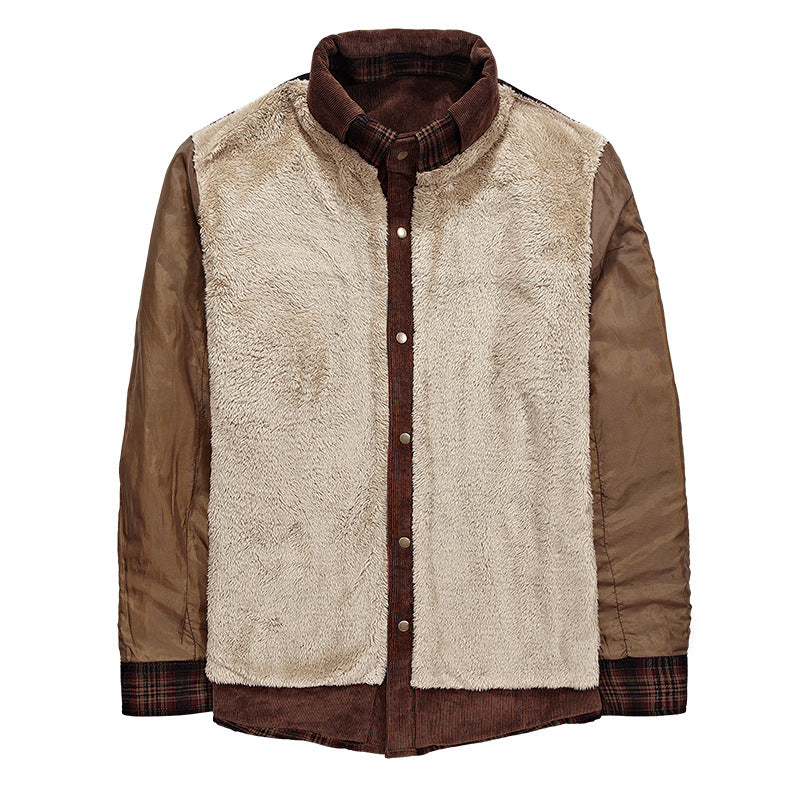 Karierte Herren Hemdjacke mit Fleecefutter
