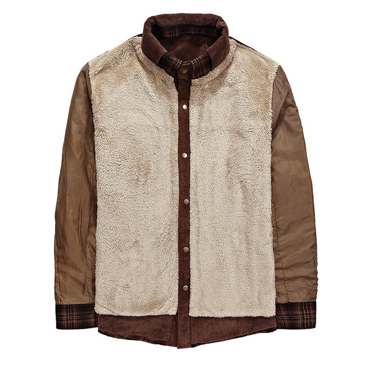 Karierte Herren Hemdjacke mit Fleecefutter