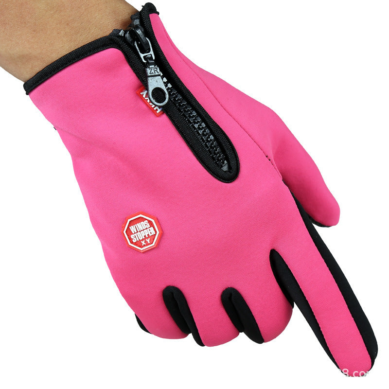 Schwarze Touchscreen-Handschuhe mit Reissverschluss am Bündchen