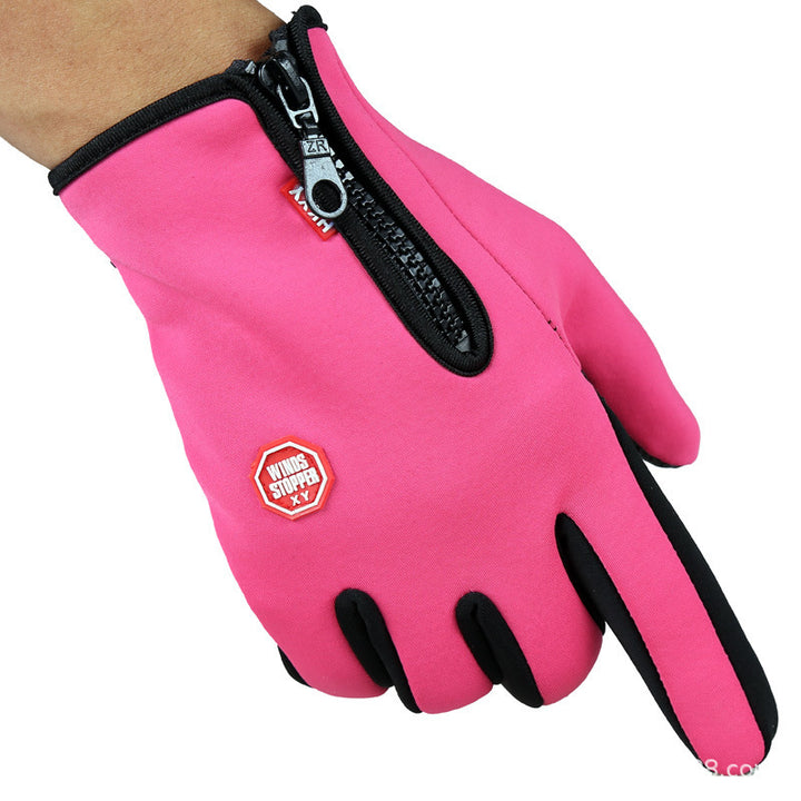 Schwarze Touchscreen-Handschuhe mit Reissverschluss am Bündchen