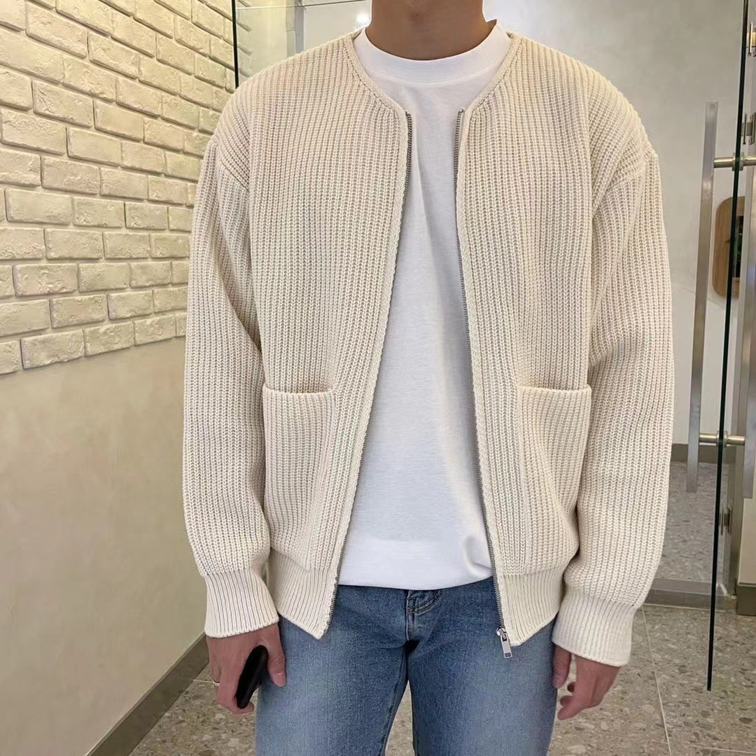 Herren Grobstrickjacke mit Reissverschluss und Taschen