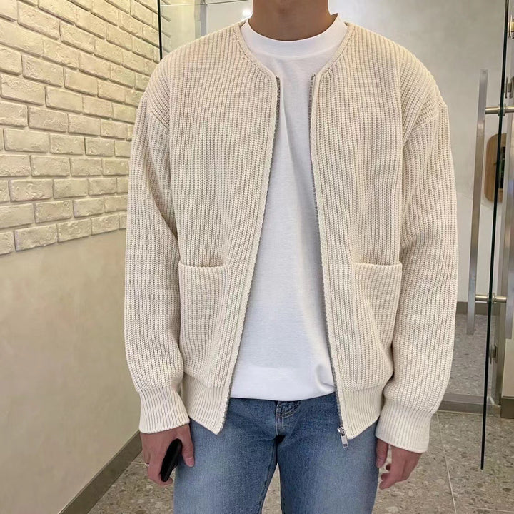 Herren Grobstrickjacke mit Reissverschluss und Taschen