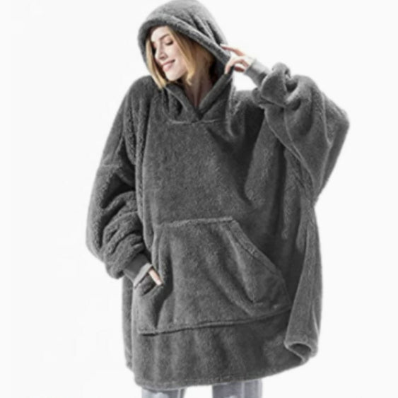 Übergrosser Plüsch-Hoodie mit grosser Bauchtasche