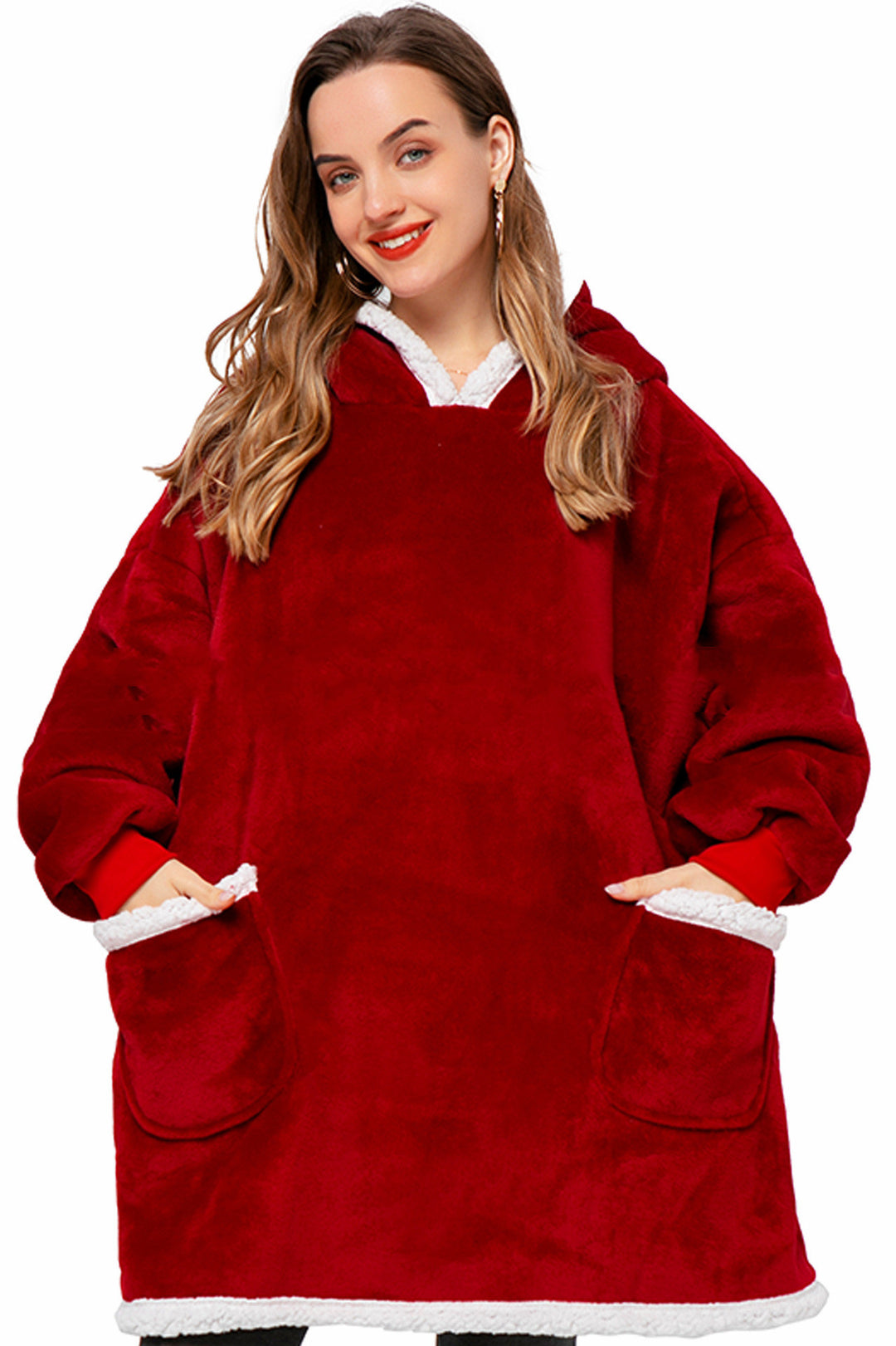 Übergrosse Hoodie-Decke mit Sherpa-Kapuze