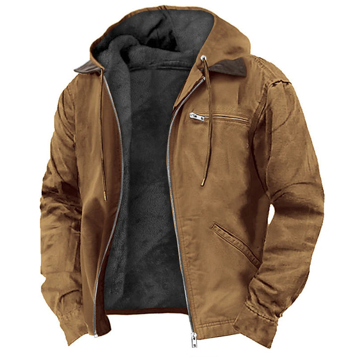 Herren-Fleecejacke mit Kapuze und Reissverschluss