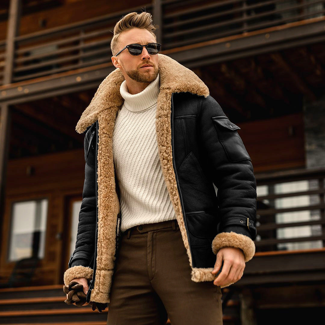 Herren Winterjacke mit grossem Fellkragen