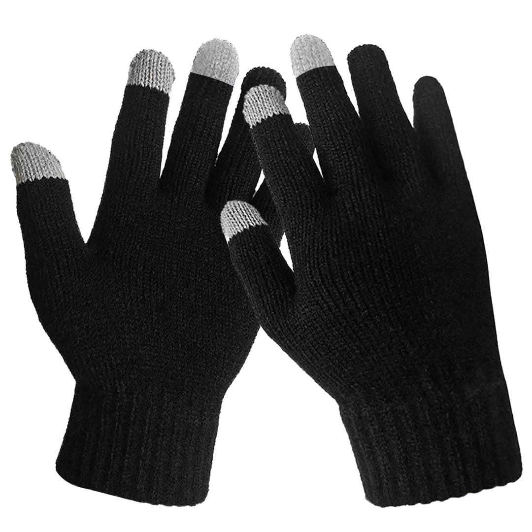 Gestrickte Touchscreen-Handschuhe in Schwarz, eine Grösse