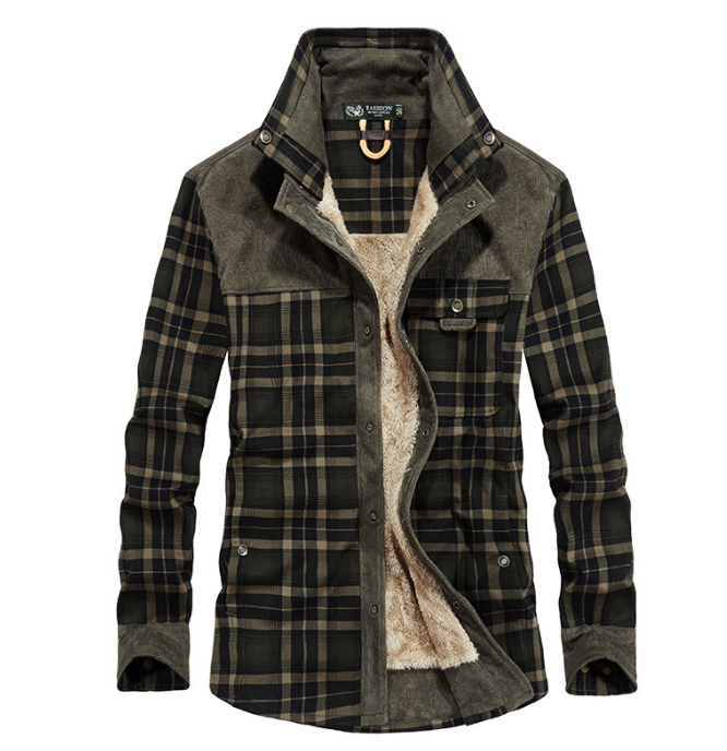 Karierte Herren Hemdjacke mit Fleecefutter